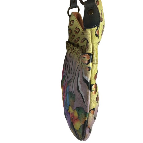 Anuschka NEVER USED Handpainted Leather Cross Body Floral Animal - Picture 10 of 13